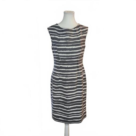 Ellen Tracy Women's Size 8 Black and White Striped Sheath Dress - Picture 1 of 10